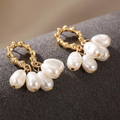 Pearl earrings with gold hooks